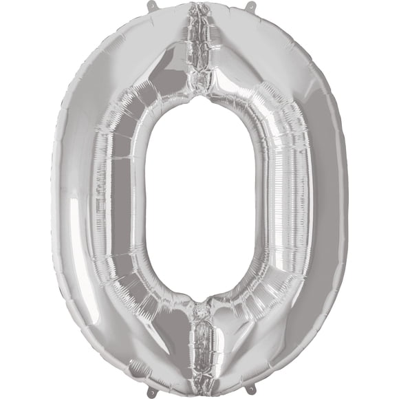 Globo de Foil Plateado Número Cero Qualatex 34"