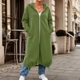 thumbnail image 6 of Kelon Women's Longline Zip Up Hoodie Sweatshirts, Oversized Fleece Cardigan Jacket, Casual Drawstring Hem Coat Tops, Comfy Soft Warm Outfits for Fall Winter, Daily, Travel & Lounge, S, 6 of 8