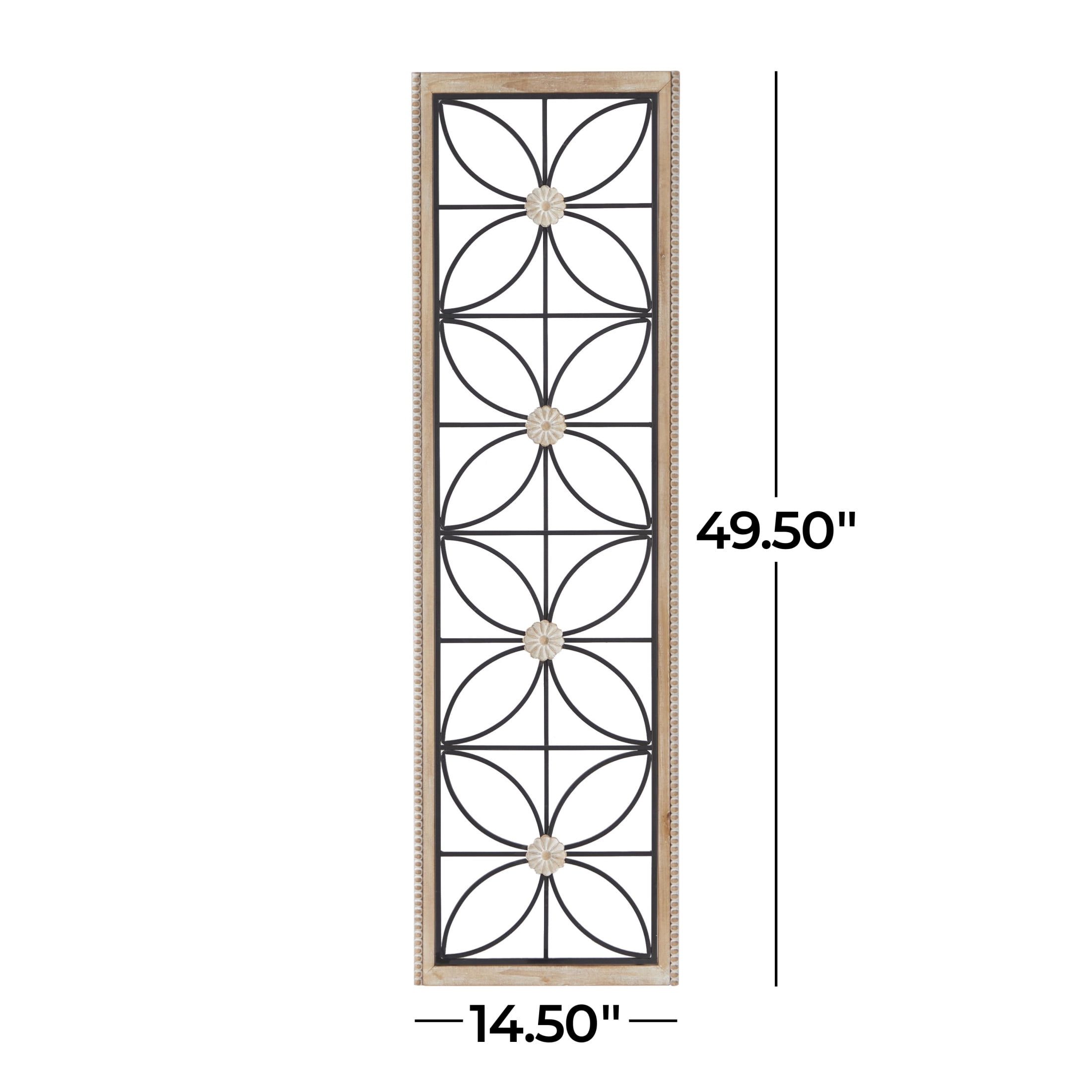DecMode Black Metal Floral Wall Decor with Brown Frame