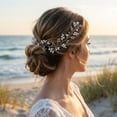 thumbnail image 4 of Miallo Boho Silver Hair Vine for Women - Rustic Pearl Headpiece for Braids - Minimalist Crystal Hair Jewelry for Prom & Beach Wedding, 4 of 7
