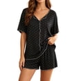 thumbnail image 2 of Akafmk Women's Polka Dots Pajama Set V Neck Short Sleeve Ruffle Hem with Shorts Loungewear Set, 2-Piece, Sizes XL, 2 of 5