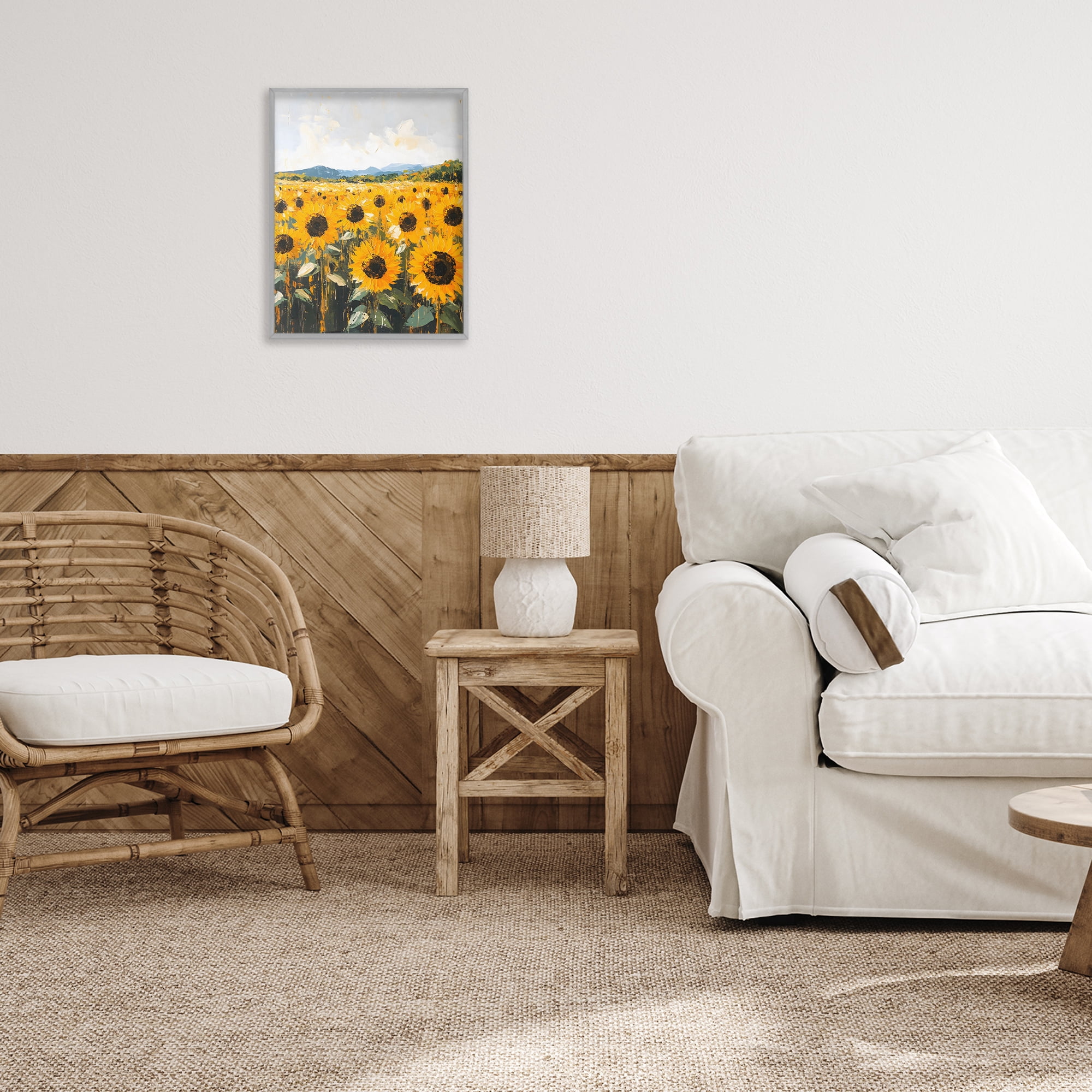 Stupell Industries Beautiful Sunflowers in Field Gray Framed Giclee Art, design by Creative Studio