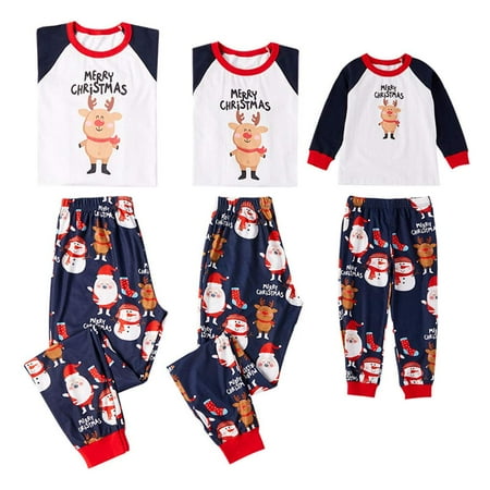 

wsevypo Family Matching Pajamas Elk Snowman Printing Adults Men Women Kids PJs Sleepwear Nightwear Set