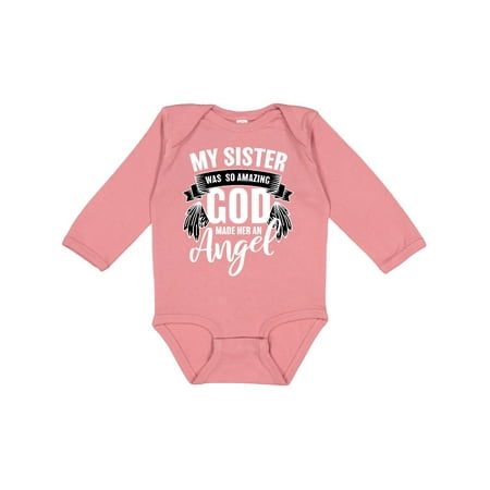 

Inktastic My Sister was So Amazing God Made her an Angel Gift Baby Boy or Baby Girl Long Sleeve Bodysuit