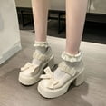thumbnail image 3 of New Round Toe Thick Heel Bow Decorated Elegant Women's Shoes Fashion Banquet Party Wedding High Heels Chaussure Femme, 3 of 10