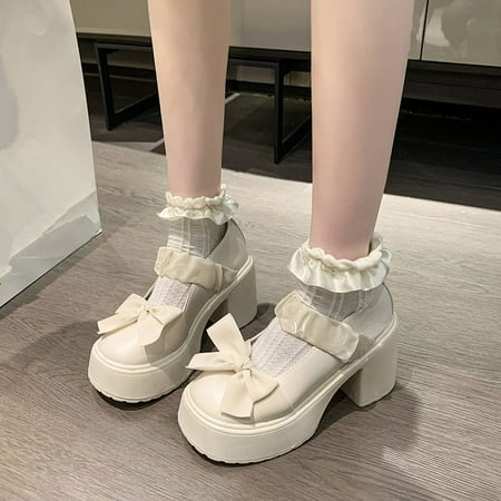 New Round Toe Thick Heel Bow Decorated Elegant Women s Shoes Fashion Banquet Party Wedding High Heels Chaussure Femme