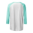 thumbnail image 6 of Horkkom 3/4 Length Sleeve Womens Tops Casual Color Block Crew Neck T Shirts Soft Pullover Spring Fall Tops Green M, 6 of 7