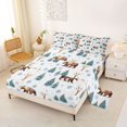 thumbnail image 2 of Castle Fairy Watercolor Winter Bear King Sheets 4pcs,Cartoon Jungle Animal Bedding,Green Off White,1 Fitted Sheet, 1 Flat Sheet and 2 Pillowcases, 2 of 6