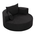thumbnail image 3 of Chenille Swivel Accent Barrel Chair with 3 Removable Pillows (Black), 3 of 13