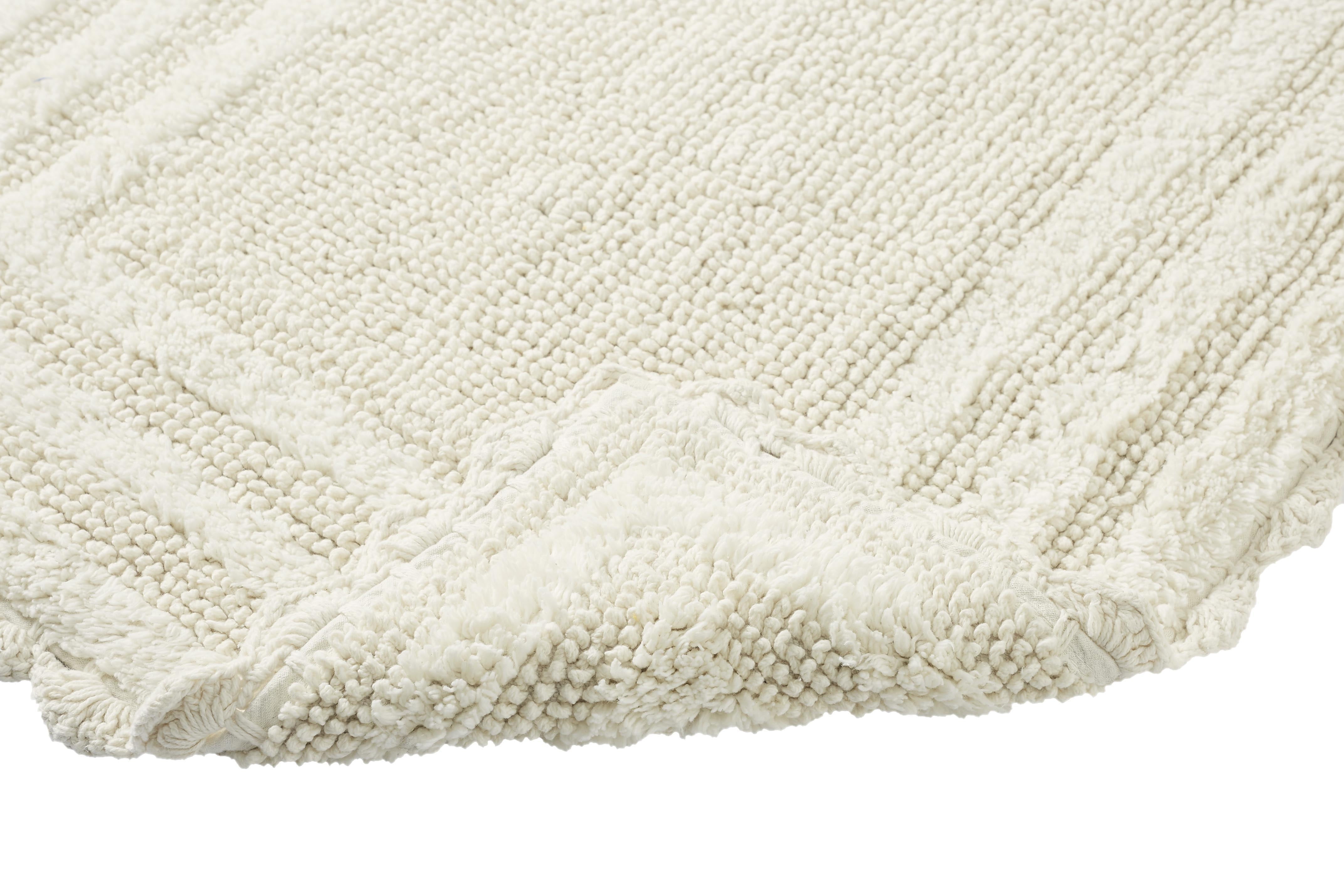 Better Trends 3 Piece Bathroom Rug Set 100% Cotton, Extra Soft Tufted Bath Mat, Water Absorbent & Reversible Mat, Ivory Lilly Crochet Collection
