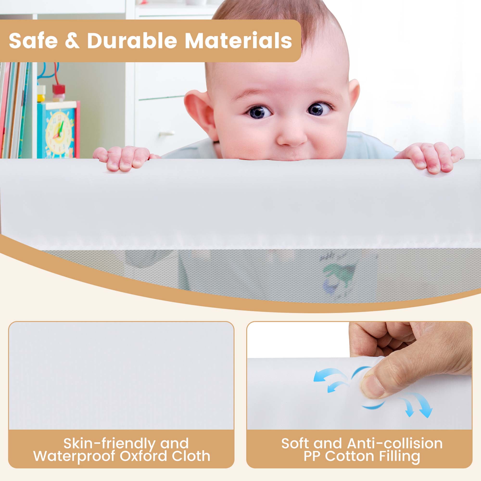 Babyjoy 59'' Breathable Safety Bed Rail Guard Toddlers Kids Baby Swing Down Bedrail White, Overall Dimension: 59"L x 16"W x 16.5"H