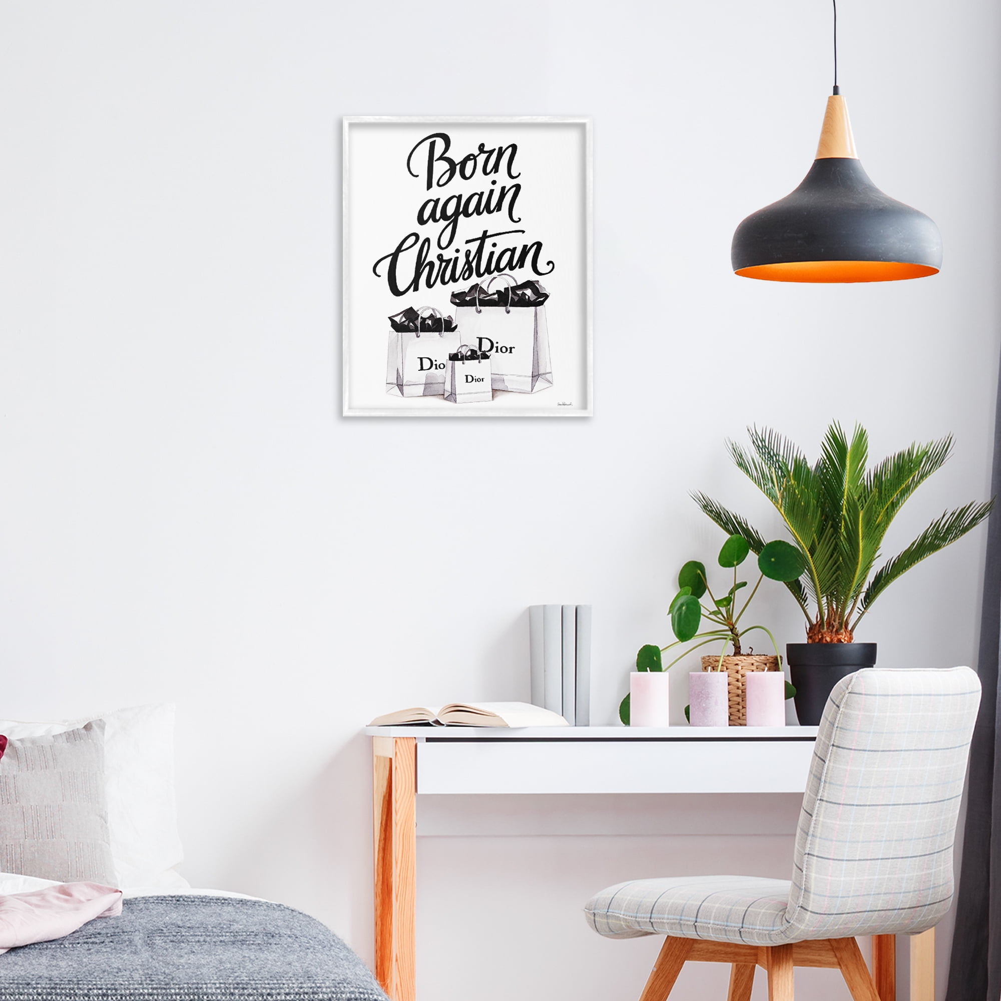 Christian & Shopping Bags White Framed Giclee Art, design by Amanda Greenwood