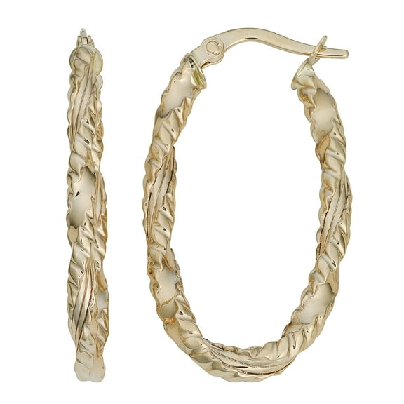 KoolJewelry 14k Yellow Gold Twisted Oval Hoop Earrings