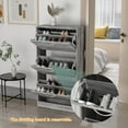thumbnail image 4 of Homsee 3-Drawer Shoe Storage Cabinet with Louver Doors, 3-Tier Wood Shoe Rack Storage Organizer for Entryway, Grey (22.4”L x 9.4”W x 42.3”H), 4 of 14
