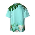 thumbnail image 2 of Naloa Tropical Pineapple Men's Loose Fit Cuban Collar Short-Sleeve Shirt with Button-down and Chest Pocket for Everyday Wear Outings - Medium, 2 of 7