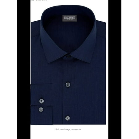KENNETH COLE Mens Navy Collared Dress Shirt XL 17- 36/37
