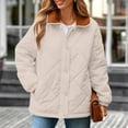 thumbnail image 4 of Hueook Barn Jackets for Womens Winter Casual Quilted Jacket Long Sleeve Button Down Jacket Thickened Coat Beige XL, 4 of 8