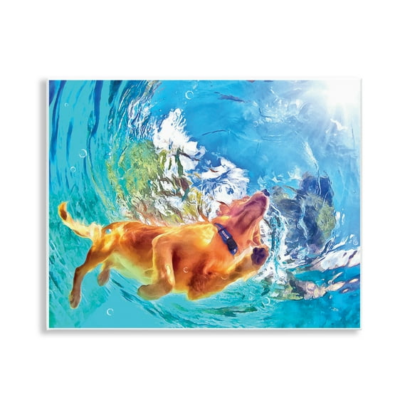 Stupell Industries Underwater Swimming Dog Animals & Insects Painting Unframed Art Print Wall Art, 14 x 11