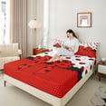 thumbnail image 4 of Manfei Cute Ladybird 3pcs Twin Sheet Sets,Red Bowknot Twin Fitted Sheet,Polka Dots Breathable Flat Sheet,Microfiber Cartoon Bedroom Decorative, 4 of 7
