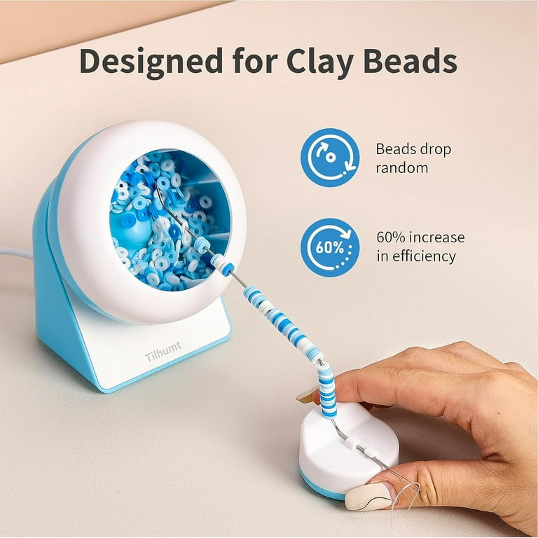 Karsspor Clay Beads Kit with Bead Spinner, Jewelry Making Bead Spinner with  2400 PCS Polymer Clay Beads, Big Eye Beading Needles, Bead Spinner for