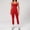 Red, variant on PISONIC 2 Piece Workout Sets for Women, Seamless Halter Tank Top and V Scrunch Butt Lifting High Waist Leggings Gym Set