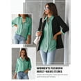 thumbnail image 6 of Nlife Women Striped Lapel Collar Long Sleeve Single Breasted Pocket Shirt, 6 of 7