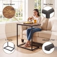 thumbnail image 4 of C Shaped End Sofa Table, Vintage Side Couch Table for Living Room, Bedroom, 27"(H) x 19.7"(W) x 12.6"(D), Brown, 4 of 9