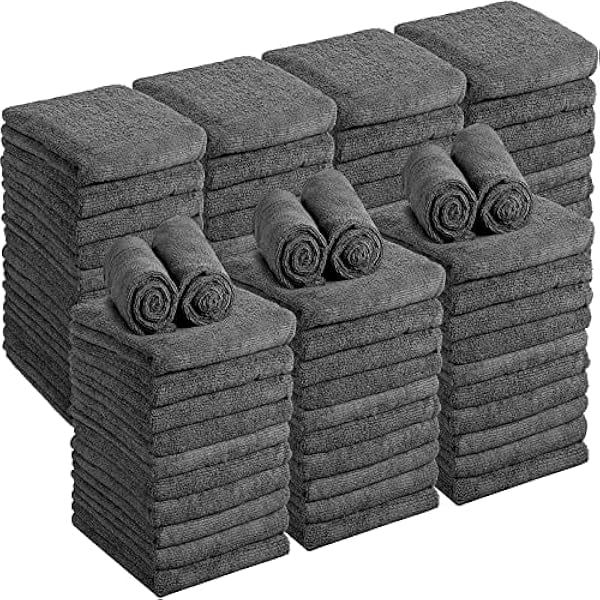 wonima11 48 Pack Bleach Proof Towels Microfiber Absorbent Bleach Resistant Hair Quick Dry Towels Bulk for Gym Bath Spa Home Hair Drying, 16 x 27 Inches (Grey)