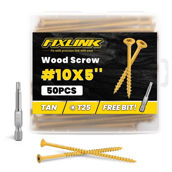 Tornillos para madera FIXLINK, tornillos de cubierta, #10 x 12,7 cm, 50 unidades, recubiertos de epoxi