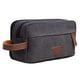 thumbnail image 5 of Neceser de viaje para hombre con compartimentos dobles, organizador de maquillaje cosmético de cuero de lona, kits de afeitado Dopp - Negro, 5 of 8