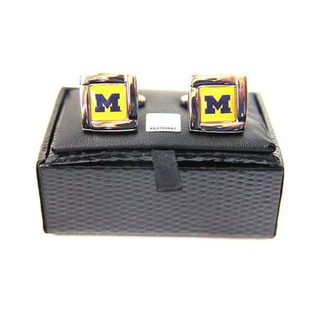- NCAA Michigan Wolverines Square Cufflinks with Square Shape Logo Design Gift Box Set