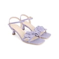 thumbnail image 3 of BLISSFUL STEP Women's Shoes Square Toe Flower Ankle Strap Kitten Heel Sandals Light Purple 6, 3 of 7