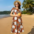 thumbnail image 4 of Lsque Various Pumpkins Print Women's Casual Dress T-Shirt Summer Short Sleeve Scoop Neck Swing Dresses, 4 of 6