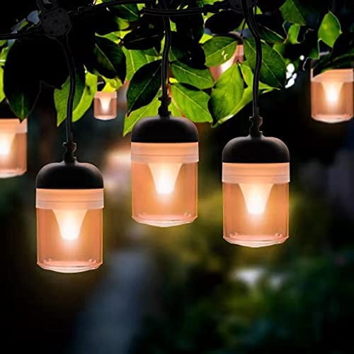 52FT Outdoor String Light with 16 LED Bulbs,Waterproof Patio Lights with 8 Lighting Mode, Outside Hanging Lights for Garden/ Backyard/ Balcony /Party