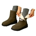 thumbnail image 3 of XIMIN Women's Thermal Fleece Lining Anti Skid Mid Calf Boots Waterproof Cloth Warm Snow Boots Round Toe Plush Lining Slip-On Waterproof Winter Boots with Hook And Loop, 3 of 9