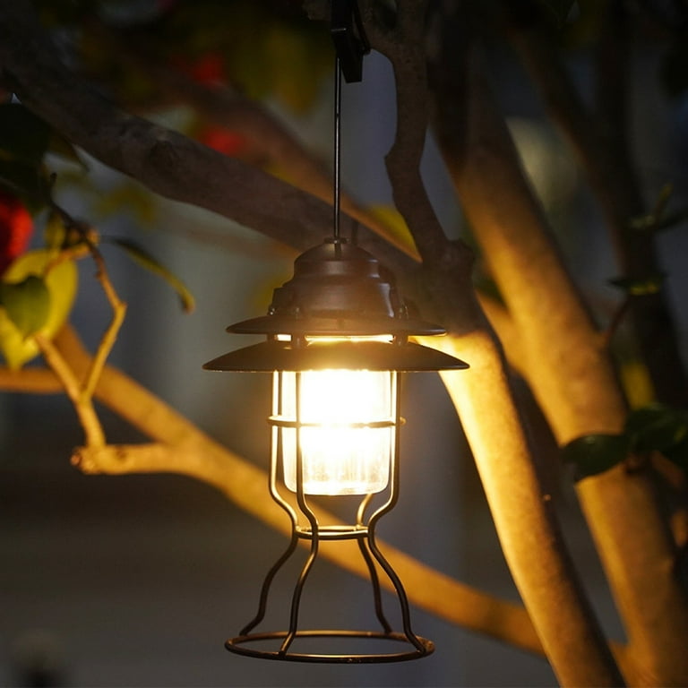 Mixfeer Vintage Camping Lantern Waterproof USB Rechargeable Hanging Tent Light Lamp Night Light for Yard Patio Garden Party Camping Hiking Fishing