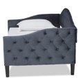 thumbnail image 3 of Baxton Studio Benjamin Grey Velvet and Dark Brown Finished Wood Full Size Daybed, 3 of 10