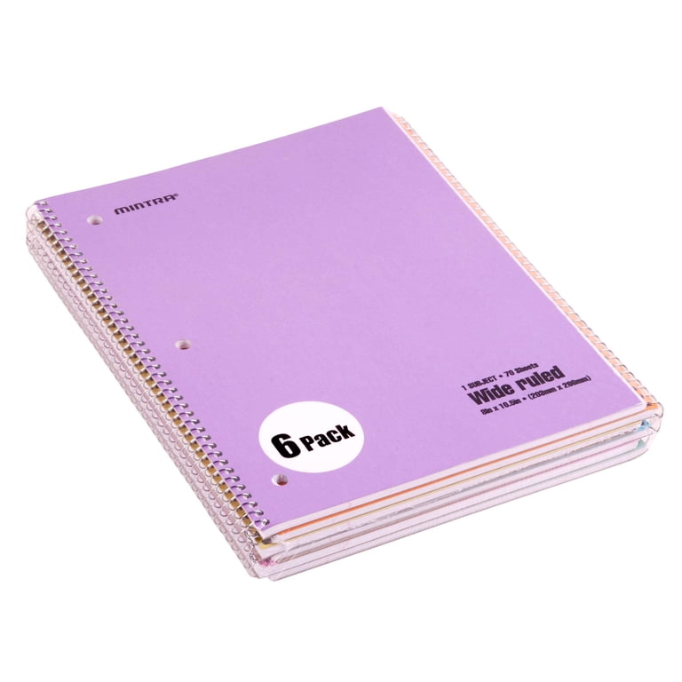 Mintra Office Spiral Notebooks, 6-Pack, Wide Ruled, Pastel photo 5