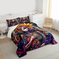 thumbnail image 3 of Homewish Retro Boho Skeleton Bedding Comforter Set,Vitage Bohemian Flower Twin Comforter Sets,Colorful Floral Bedding Set For Men Women,Super Cozy Room Decor Reversible,2 Pieces, 3 of 8