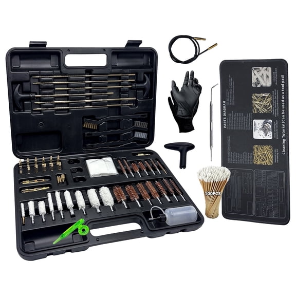 Universal Gun Cleaning Kit for Rifle, Pistol & Shotgun, Brass Rods Gun Brushes & Tools