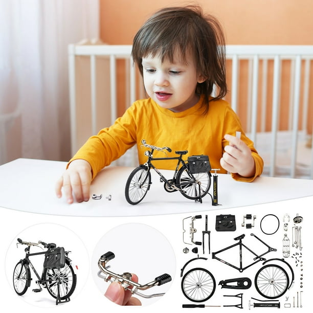 Apmemiss 2025 New 51 Pcs DIY Retro Bicycle Model Ornament For Kids, Creative 1:10 Simulation Mini Bicycle Model Scale Kit With Inflator and Briefcase, Finger Bike Models Toys For Desktop Decoration