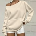 thumbnail image 2 of ManxiVoo Women's Off Shoulder Oversized Pullover Sweatshirt with Pockets Modern Casual Comfort Top L Size Khaki, 2 of 6