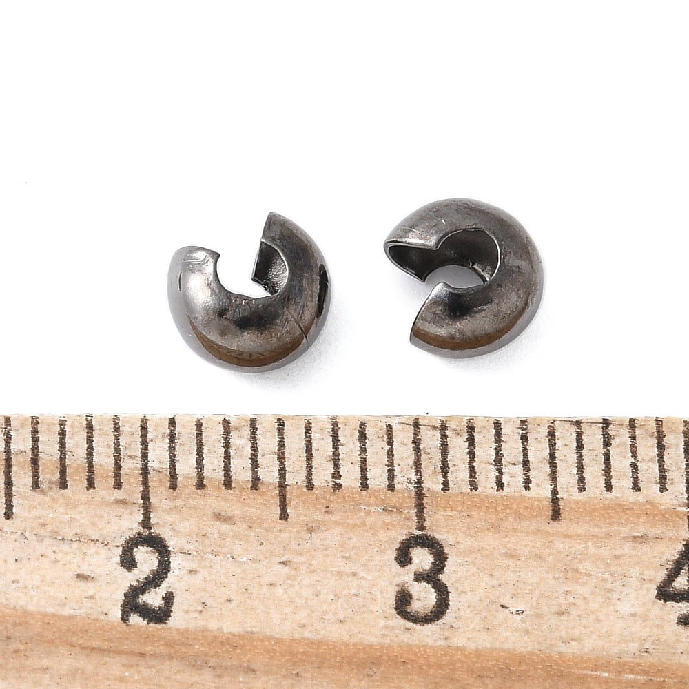 2000pc Brass Crimp Beads Covers Nickel Free Round Gunmetal About 5mm In Diameter 4mm Thick Hole: 2mm
