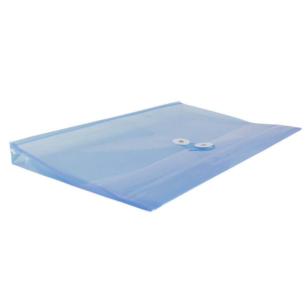 JAM Paper Plastic Envelopes, 9.8x14.5, Blue, Button String, Legal Booklet, 12/Pack