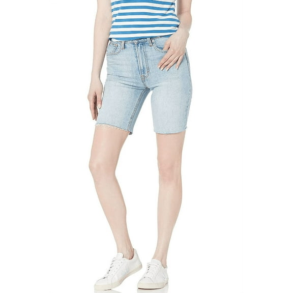 Lucky Brand Womens High Rise Denim Bermuda Short Frayed Hem Blue Size 2, $70 NWT