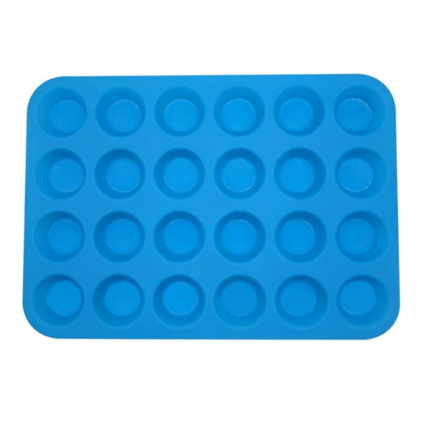 Bewildely Molde para hornear magdalenas con 24 ranuras, bandeja para moldes de silicona para pasteles y Chocolate, bandeja para hornear postres de cocina Herramientas y accesorios para hornear azul Bewildely HA8530-01B