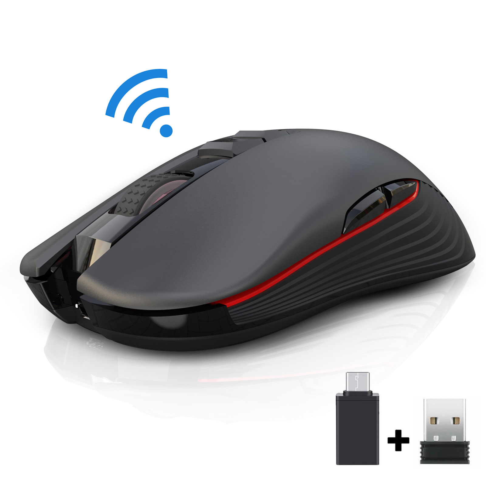 Rechargeable Wireless Mouse, T30 Wireless Gaming Computer Mouse, 2.4G Ergonomic Silent Gaming