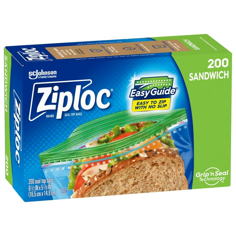 Ziploc BPA-Free Plastic Sandwich Bags with Zipper, Easy Guide Seal