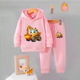 thumbnail image 2 of Gubotare Girls Outfits Sets Winter Kids Print Hoodie and Pants Set Hooded Sweatshirt Sweatpants Outfit for Girls Size 6-7 (Pink,6-7 Years), 2 of 7