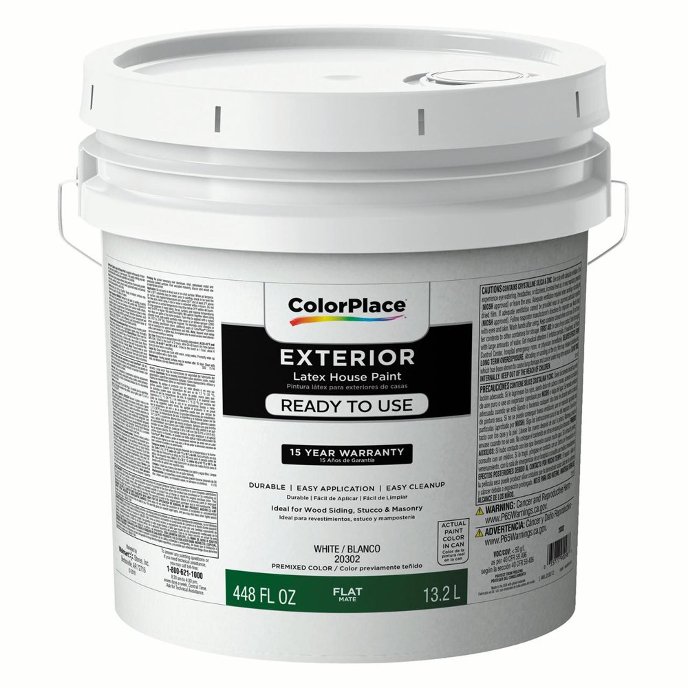 ColorPlace Flat Exterior Paint & Primer White Base, 3.5Gal Walmart